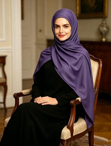 Lina & Lily Non-see-through Premium Jersey Maxi Hijab Head Scarf Wrap for Muslim Women - color: Dusty Purple