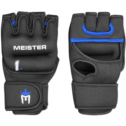Meister Elite 1lb Weighted Gloves for Cardio & Heavy Hands - Black | Ergonomic open-palm one pound gloves to boost workout intensity for shadow boxing, running, walking, cycling & more