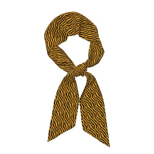 Satin Head Scarf for Women'S Hair - Yellow Black Zebra Print Neck Bandana Scarf for Purse Bag Handbags