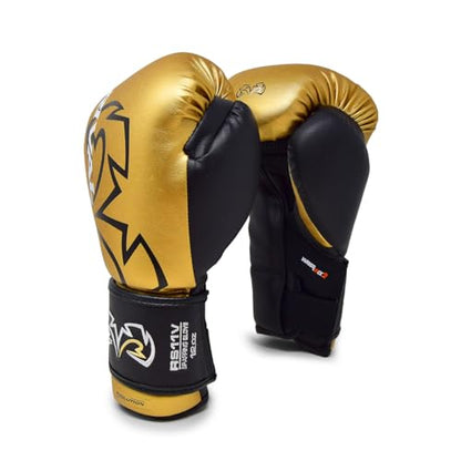 RIVAL Boxing RS11V Evolution Sparring Gloves, Extra-Thick 2” Padding, V-Strap Wrist Lock 2 System, Large Hand Compartment, and 15 Degree Angle Cuff - color: Gold, size: 12 oz.