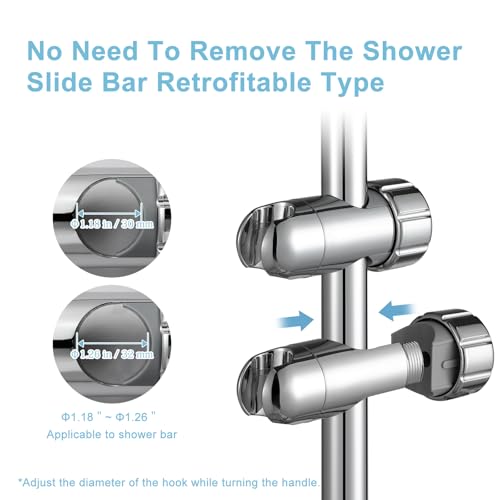 OFFO ADA Shower Head Holder, Adjustable 1.18-1.26 in(30-32 mm) Hand Shower Bracket for Handicap Grab Bar, Detachable Slider Clamp Bathroom Replacement, 361 Degree Rotation Sprayer Holder, Chrome - size: 1.18”-1.26“