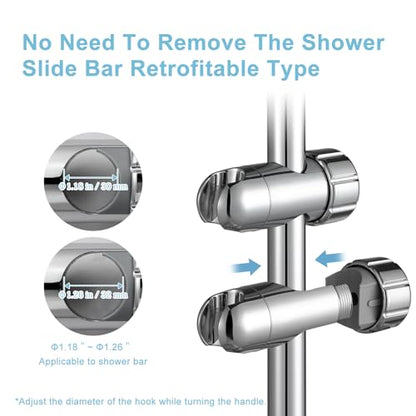 OFFO ADA Shower Head Holder, Adjustable 1.18-1.26 in(30-32 mm) Hand Shower Bracket for Handicap Grab Bar, Detachable Slider Clamp Bathroom Replacement, 361 Degree Rotation Sprayer Holder, Chrome - size: 1.18”-1.26“
