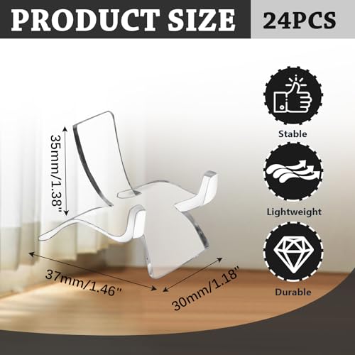 Bonsicoky 24 Pcs Acrylic Easel Display Stands, Small Size | Versatile Acrylic Holders, For Crystal Geodes, Rocks, Minerals, Treasured Collectibles