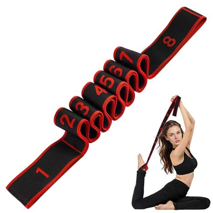 Resistance Bands with Handles, Elastic Stretching Strap for Physical Therapy, Yoga Strap for Stretching Equipment, Shoulder Leg Stretchers Bands for Exercise, Shaping, Flexibility - color: Red