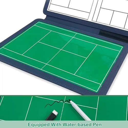 Tennis Coach Board Clipboard, Premium Tactical Double-Sided Coach Marker Board, with Full & Half Court Tennis Dry Erase Marker Board, Tennis Coaching Board, with 2 Whiteboard Pens