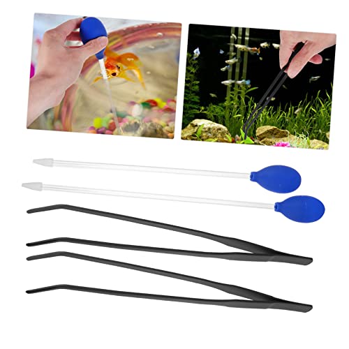4pcs Aquarium Cleaning Tools Feeder Tweezers and Pipette Dropper for Fish Tank Maintenance and Waste Removal for Aquatic Plants and Pets