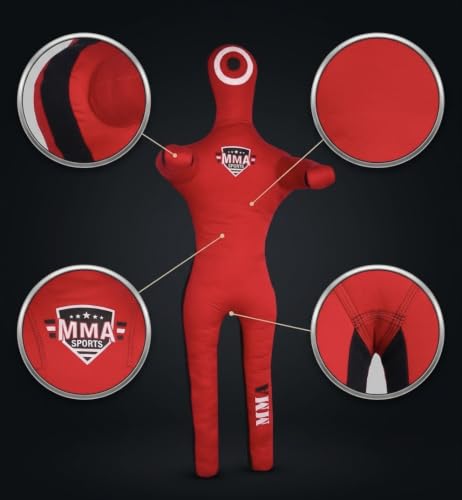 MMA Sports Brazilian JIU Jitsu Grappling Submission Throwing Dummy Punching Heavy Bag Kick Boxing Dummies UNFILLED - color: Red-3, size: 6ft, style: Standing