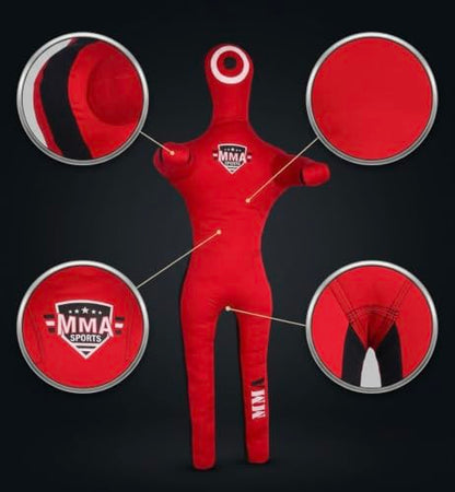 MMA Sports Brazilian JIU Jitsu Grappling Submission Throwing Dummy Punching Heavy Bag Kick Boxing Dummies UNFILLED - color: Red-3, size: 6ft, style: Standing