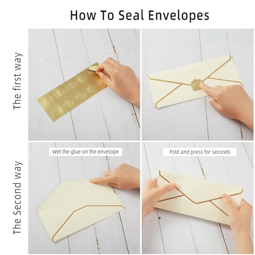 100 Pack #10 Business Envelopes with Gold Stickers, Cream Color - color: Cream Color