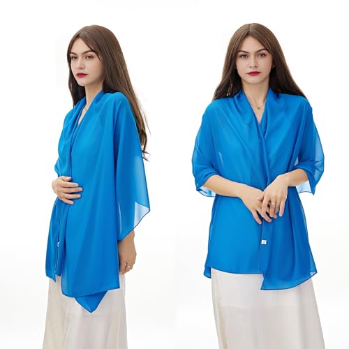 YOUR SMILE for Women Lightweight Breathable Solid Color Soft Chiffon Long Fashion Scarves Sun-proof Shawls Wrap - color: Blue