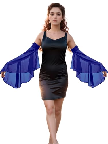 Detachable Sleeves for Wedding Dresses Chiffon Bell Sleeve Arm Covers Victorian Gothic Bridal Gown Accessories - color: Royal Blue