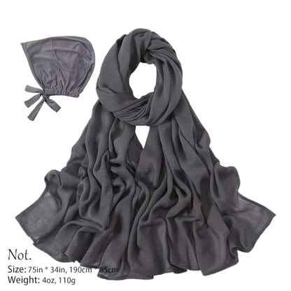 Modal Cotton Hijab Scarf for Women with Undercap Set - color: Charcoal Gray