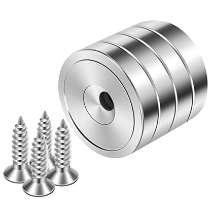 Neosmuk Silver Magnets with Screws,130lbs+ Heavy Duty Rare Earth 4 Pack - color: Silver, size: 130 lb
