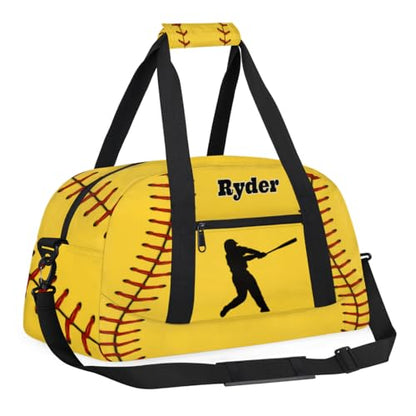 Personalized Sports Training Bag for Boys, Yellow Baseball | Personalized Named Practice Travel Overnight Training Bag - color: Color 27