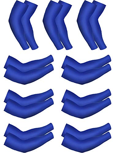 Mudder 9 Pairs Unisex UV Protection Sleeves Arm Cooling Sleeves Ice Silk Arm Sleeves Arm Cover Sleeves - color: Blue
