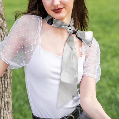 Bandanas Silk Scarf for Women Black and White Striped Hair Scarves Satin Head Scarf Headbands Neck Scarves