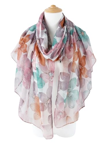 GERINLY Lightweight Scarves Fashion Print Cotton Feel Scarf for Women Shawl - color: Z-colourful