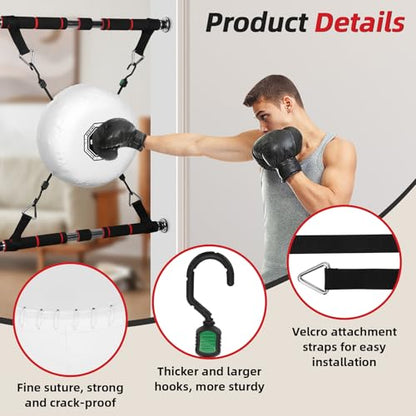 Woudy Doorway Punching Bag, Doorway Punching Pad Kit Includes 13" Boxing Ring Target, Adjustable Door Single Bar, Doorway Boxing Bag are Apartment Friendly Fitness Kits that Fit 23-40″ Doors