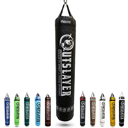Muay Thai Punching Bag 6ft 150lbs Unfilled Made in USA - color: Black, size: With Bottom D-Ring