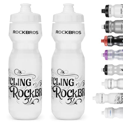 ROCKBROS Bike Water Bottle 20oz-25oz Squeeze Cycling Water Bottle BPA Free Leak Proof Sports Water Bottle with Dust Cover for Bicycle Running Gym Outdoor - color: 25oz White, style: 2 Pack