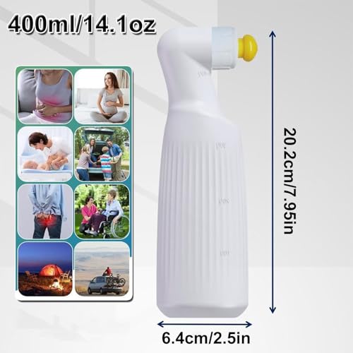 Portable Travel Bidet Bottle,400Ml/14.1Oz,Squeeze Bidet with Lift-Tab Lid,Handheld Travel Bidet Sprayer,Gentle Flow,for Postpartum,Hemorrhoid Relief, and Diaper Changes,White