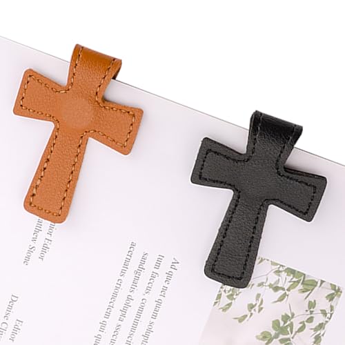2 Pcs Bible Magnetic Bookmarks - Easter Verse Cross Christian Leather Bookmark for Women & Men, Double-Sided Magnetic Page Clips, Religious Gift for Easter Readers Father's Day Gift (Black+Brown) - color: Bible, size: 2 Pcs