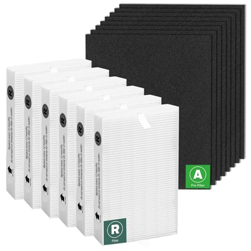 HPA300 Replacement Filters for Honeywell HPA300 Series Air Purifier, HPA300, HPA304, HPA3300, HPA5300, HPA5350, HPA8350,Replace HRF-R3 (6 R Filters and 8 Pre-cut A Carbon Pre-filter) by APPLIANCEMATES - style: 6 Ture HEPA R + 8 A Carbon Pre-Filter