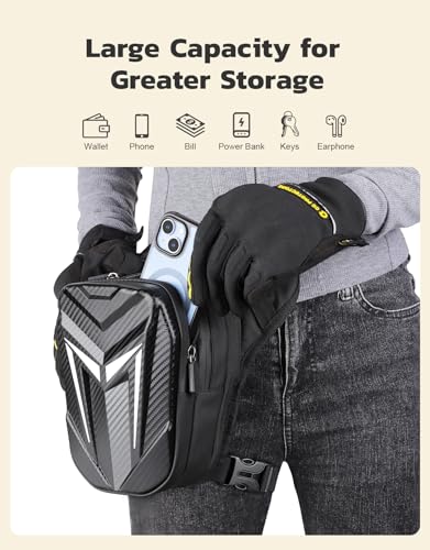 Thigh Bag with Leg Strap, Drop Leg Bag for Women Men, Water-Resistant Motorcycle Leg Bag, Sturdy EVA Drop Leg Pouch, Expandable Storage Tactical Hip Bag for Cycling Hiking Climbing Fishing