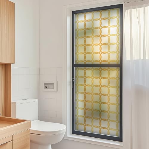 DKTIE Celtic Knot Seamless Pattern Full Privacy Window Film | French Doors Stained Glass Look Art Deco Background Japanese Overlap Circle Net (C649, 17.7'' x 78.7'') - color: C649, size: 17.7'' x 78.7'' (with tools)