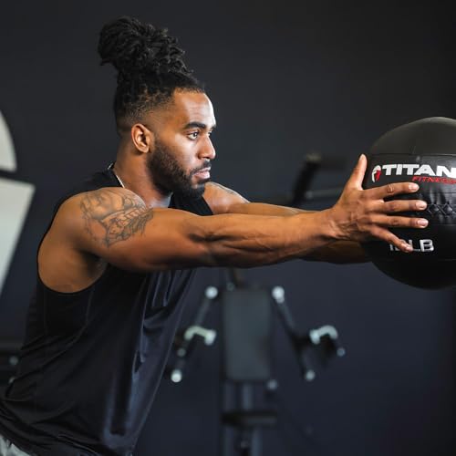 Titan Fitness 25 LB Composite Wall Ball, Soft Shell Poly-Composite Laminate Cross Texture Non-Slip Grip, Tight Stitching, Medicine Ball for Core, Full-Body, Functional Workouts, Exercise Ball