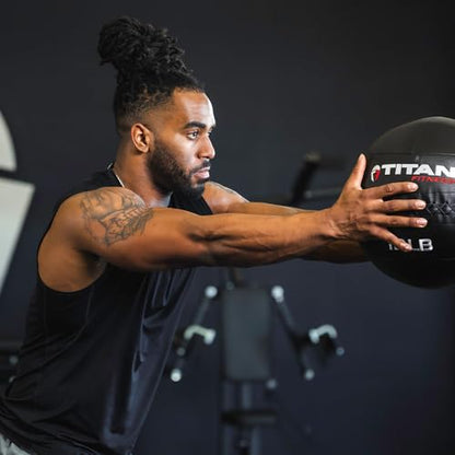 Titan Fitness 25 LB Composite Wall Ball, Soft Shell Poly-Composite Laminate Cross Texture Non-Slip Grip, Tight Stitching, Medicine Ball for Core, Full-Body, Functional Workouts, Exercise Ball