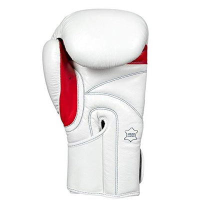 Fighting Leather Training Gloves - Boxing, MMA, Kickboxing, Punching Bag, Sparring Oz Gloves - color: White, size: 18 oz