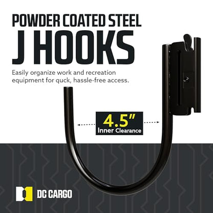 DC Cargo - E Track J Hooks (4.5" - 2 Pack) - Large Heavy Duty ETrack Accessories - Hanging Hooks for Your Rail System - Use in Enclosed Trailers, Box Trucks, Vans, Garage, Workshop & Warehous - size: 4.5 Inch - 2 Pack