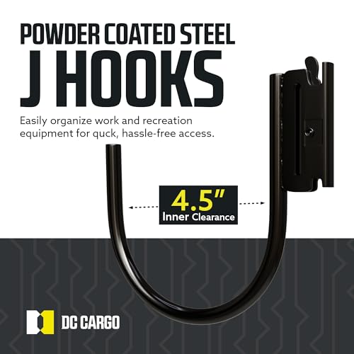DC Cargo - E Track J Hooks (4.5" - 6 Pack) - Large Heavy Duty Accessories - Hanging Hooks for Your ETrack Rail System - Use in Enclosed Trailers, Box Trucks, Vans, Garage, Workshop & Warehous - size: 4.5 Inch - 6 Pack
