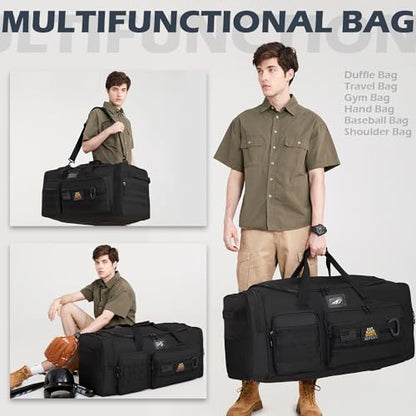 135L Large Duffle Bag, Heavy Duty Duffle Bag for Travel, Extra Large Sports Gym Equipment Bag for Soccer Baseball Basketball Hockey Football, Black - color: Black
