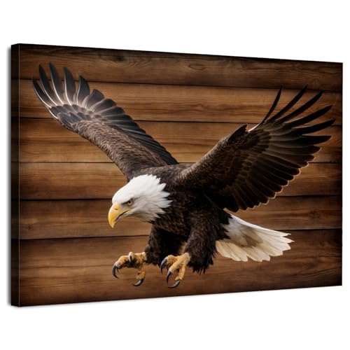 Eagle Wall Art Rustic Eagle Pictures Wall Decor American Bald Eagles Portrait Poster Patriotic Eagles Canvas Prints Farmhouse Hunting Cabin Decor Animal Artwork for Living Room Bedroom Office 12x16" - color: Bald Eagle, size: 16"L x 12"W