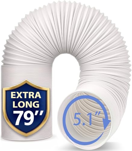 Jin&Bao 5.1" (5") Diameter AC Hose, 78.7" Length Portable Air Conditioner Exhaust Hose, Clockwise Thread, Universal Replacement | 5.1" AC exhaust hose,CW thread,adjustable length 15.7" to 78.7",heat-resistant PP material,quick & easy install - size: 5.1（5