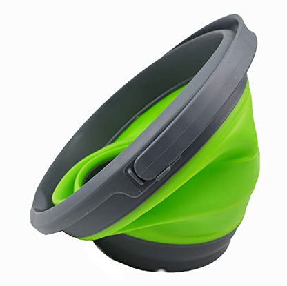 SAMMART 5.5L (1.4 Gallon) Collapsible Plastic Bucket - Foldable Round Tub - Portable Fishing Water Pail - Space Saving Outdoor Waterpot (Grey/Green (Set of 2)) - color: Grey/Green (Set of 2)