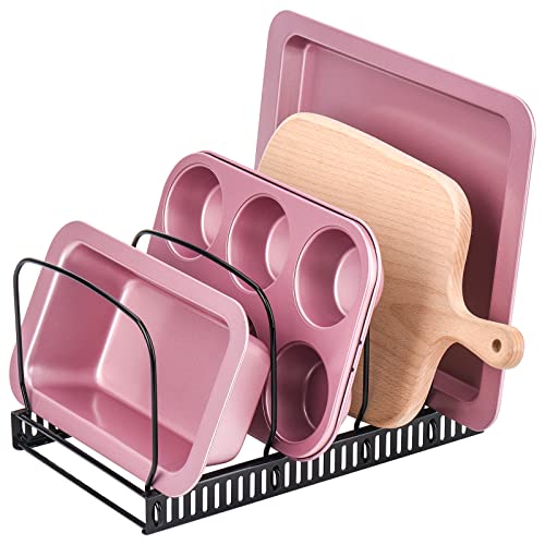 Toplife 10+ Bakeware Organizer Rack for Kitchen Bakeware, Cookware, Dinnerware, Cutting Boards, Plates, Pot and Pan Lids (Black) - color: Black, size: Bakeware Organizer
