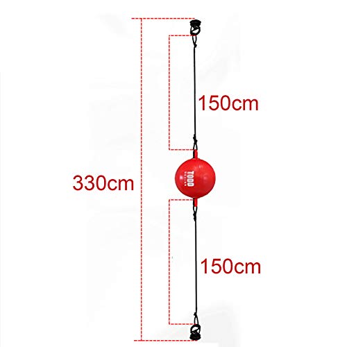Speed Punch Bag Leather Speed Ball Hanging Boxing Punching Ball, Double End Ball with Boxing Reflex Ball for Gym MMA Boxing Sports Punch Bag - color: Red