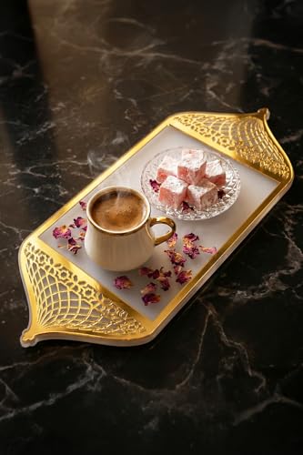 Ramadan Mihrab Design Acrylic Serving Tray for Dates & Sweets - Islamic Tableware & Decor 15.7x6.7 in - Frosted Yellow