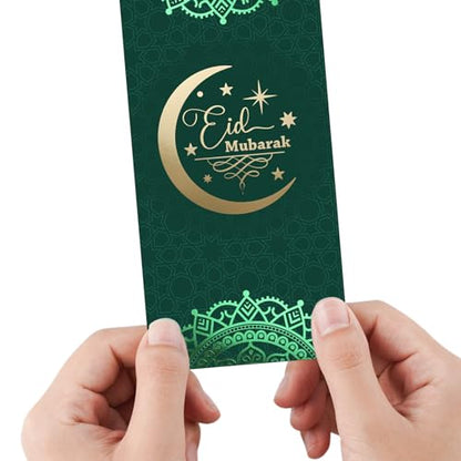 Fancy Land 이드 무바라크 인사말 카드 봉투 포함 금박 이드 머니 홀더 카드 라마단 EID 종교 카드 파티 선물 18개