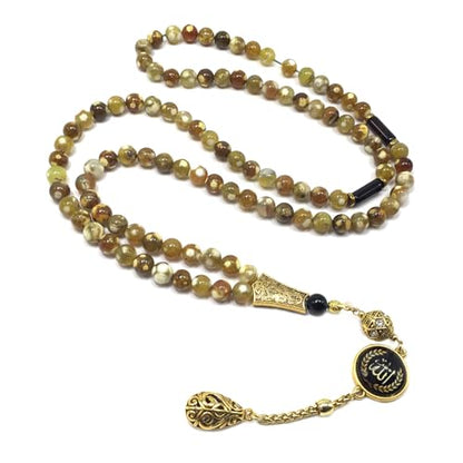 Special Prayer Beads Series -99 Beads- Tesbih Tasbih Tasbeeh Misbaha Masbaha Subha Sebha Sibha (Fire Agate Natural Stone -8 mm 99 Beads-) - color: Fire Agate Natural Stone -8 mm 99 Beads-