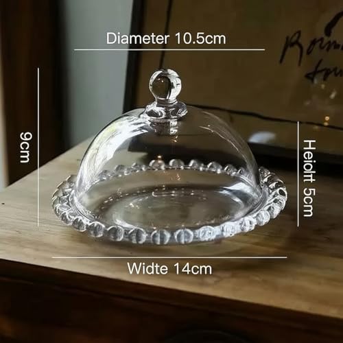 5.5 inch Glass Cake Stand with Dome,Small Cake Stand Dessert Serving Tray | Glass Cake Dome with Base Serving Dishes and Cloche Cover,Cake Holder Server for Cheese, Candy, Christmas,Birthday,Party - color: 02