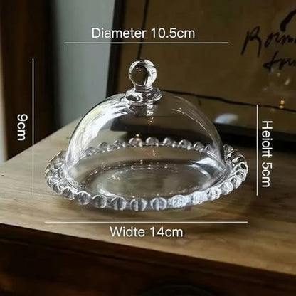 5.5 inch Glass Cake Stand with Dome,Small Cake Stand Dessert Serving Tray | Glass Cake Dome with Base Serving Dishes and Cloche Cover,Cake Holder Server for Cheese, Candy, Christmas,Birthday,Party - color: 02