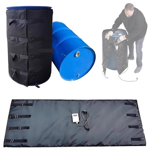 IBC Tote Heater Blanket, 55 Gallon/275 Gallon Heating Pad for Winter, Full Cover IBC Tote/Tank Heater Blanket Oil Drum Heater, Metal Drum Heater, Adjustable Temp 0~150℃ Black-55Gallon/200L - color: Black, size: 55Gallon/200L