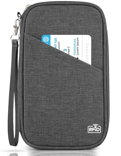 Passport Holder Family, Women RFID Blocking Passport Wallet, Travel Essentials Premium Wallets, Waterproof Passport Holders Bag for Men Traveling, Travel Document Organizer Credit Cards Case - color: Family - Luxury Black