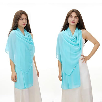 YOUR SMILE for Women Lightweight Breathable Solid Color Soft Chiffon Long Fashion Scarves Sun-proof Shawls Wrap - color: Mint