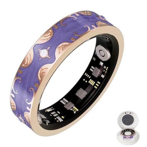 Retro Bluetooth Smart Ring for Women Fitness Tracker Ring with Heart Rate, Sleep Monitoring, Blood Oxygen, Step Counting for iOS and Android (Purple, 8#) - color: Purple, size: 8