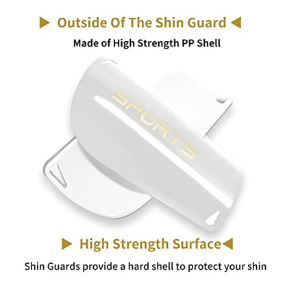 AIMISICAR Kids Youth Soccer Shin Guards with Sleeves for 3-15 Years Old - color: White, size: L ( 4'7" - 5'8" Tall )